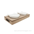 Dog Feeder Bowl Pet Bowl With Wooden Holder